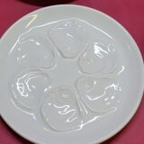6 white oyster plates in Saint St Amand earthenware slip France