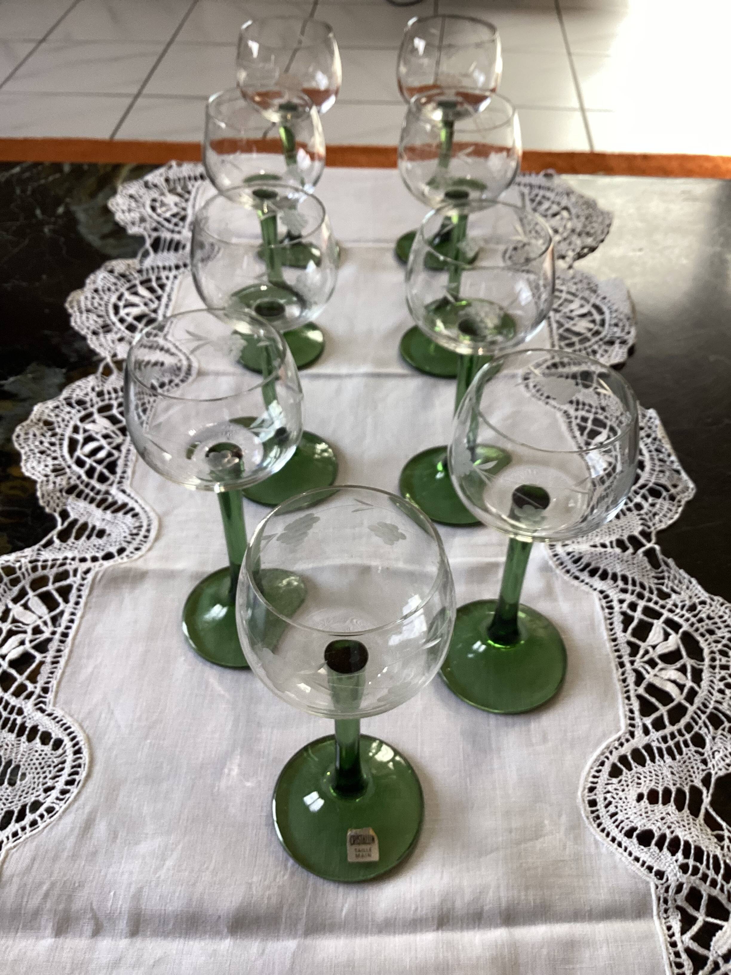 9 Alsace Cristalline wine glasses, dimensions: height - 17cm - diameter - 7cm -