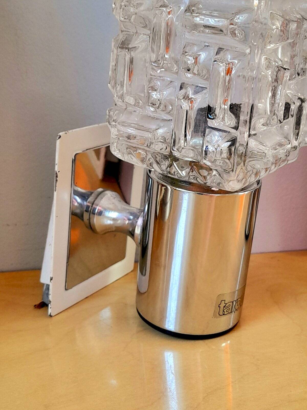 Glass and chrome metal wall lights Targetti 1970