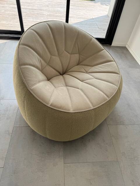 Cinna swivel armchair ottoman model - new condition - alcantara and fabric