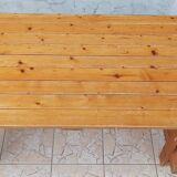 Vintage solid pine table and benches
