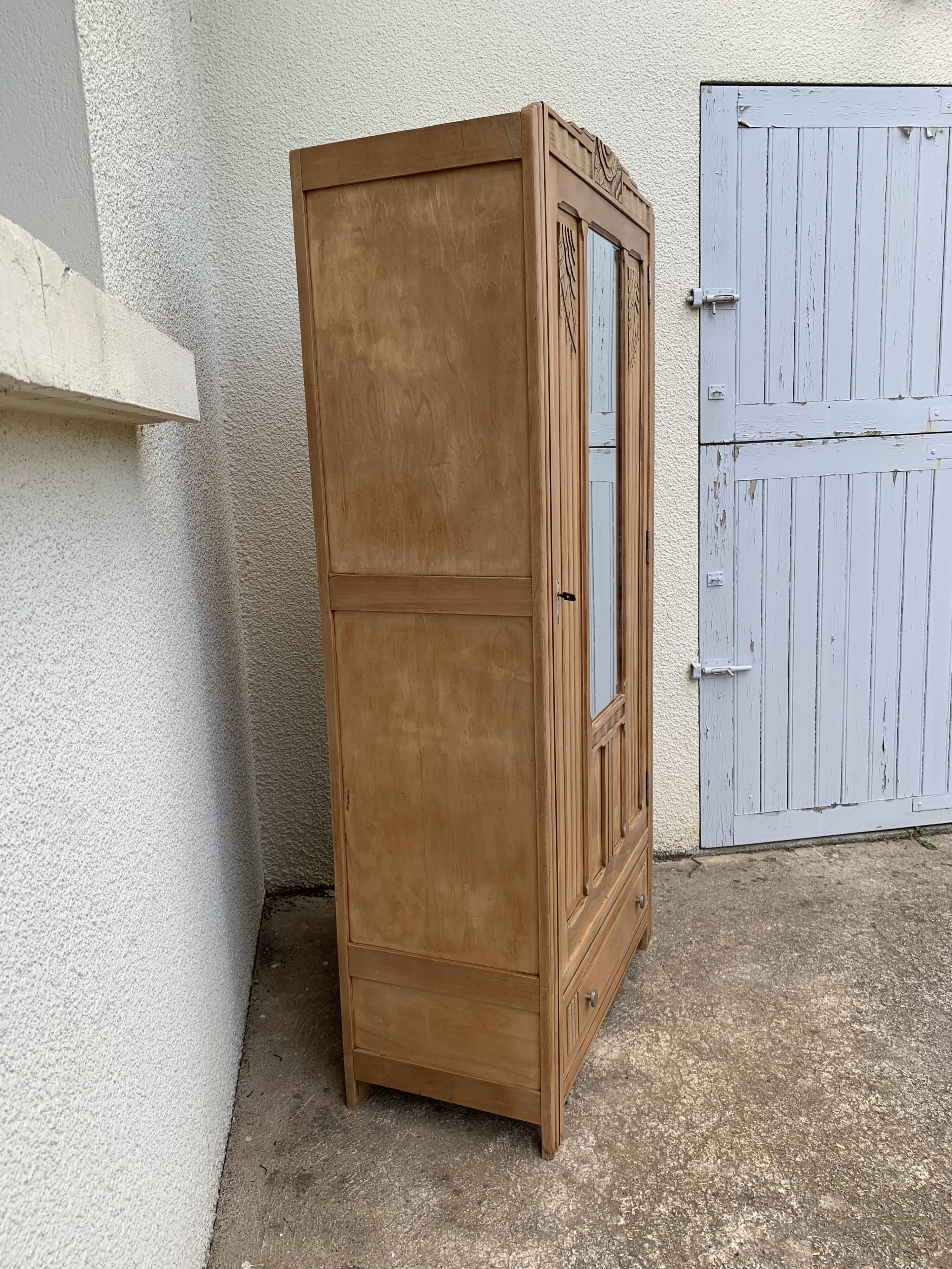 Parisian wardrobe art deco wood brut