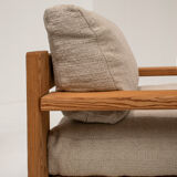 Minimalistic Mid-century Modern Lounge Chairs in Natural Wood, Italy, 1970s