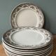 Set of 10 flat plates Terre de Fer Faïence d'Onnaing, model Roses-Mousses