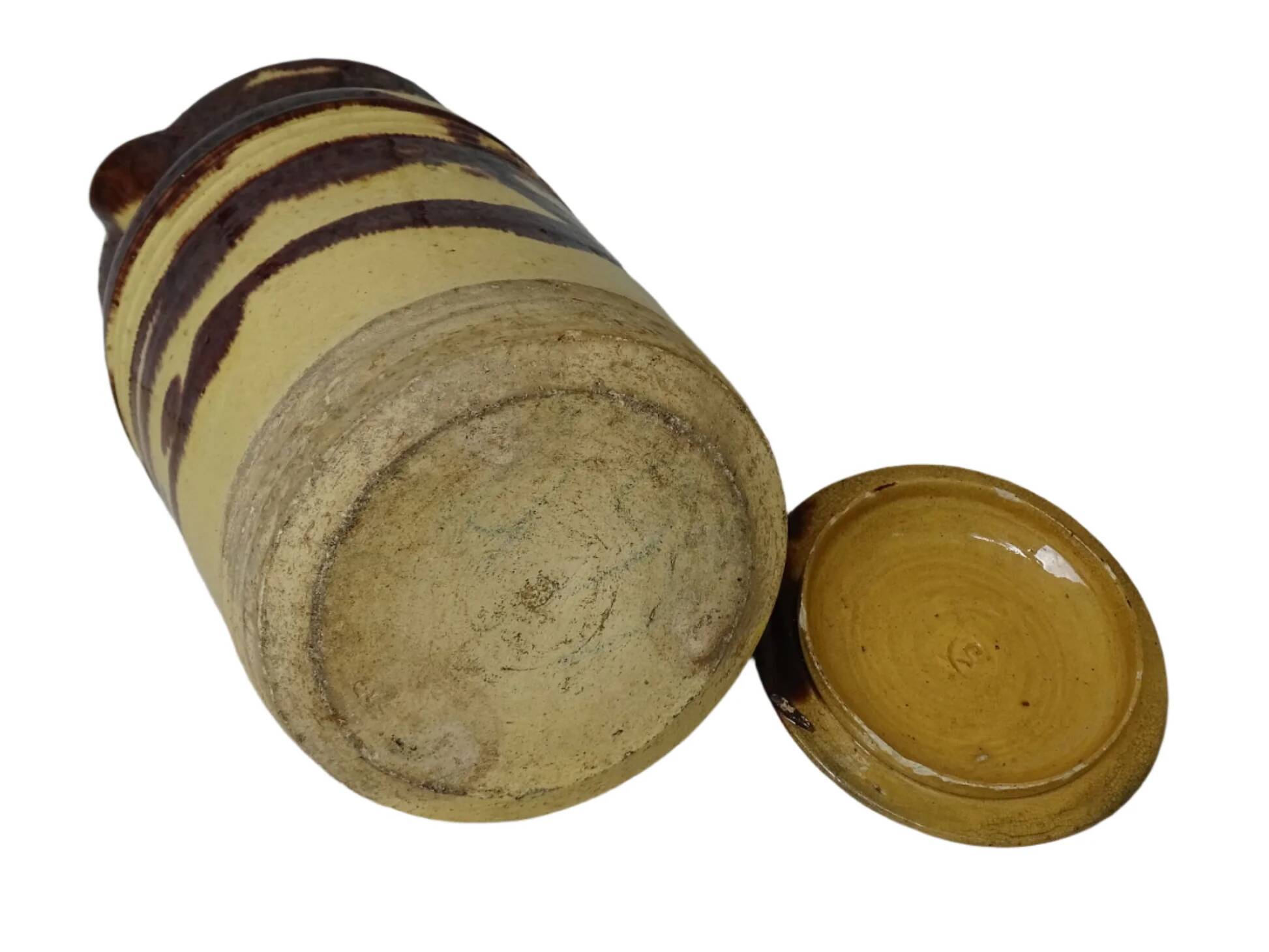 Pichet ancien en céramique française avec couvercle, provenant de Dieulefit