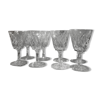 7 Leaf-Shaped Arc-Cut Crystal Wine or Water Glasses