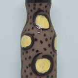 Vase étroit vintage à pois marron et jaune strehla