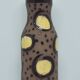 Vintage brown & yellow polka dot narrow vase strehla