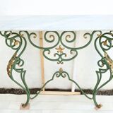 Console 50s wrought iron and marble