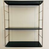 Vintage adjustable “string” shelf in metal and brass, Circa 60's