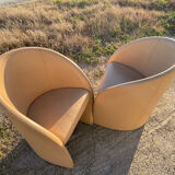 Paire de fauteuils cuir design
