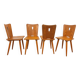 Set of 4 vintage brutalist wooden chairs from the 60s
