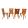 Set of 4 vintage brutalist wooden chairs from the 60s