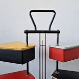 Multicolored wood and metal sewing box stand by Joos Teders for Metalux (attr.), Netherlands 1950's