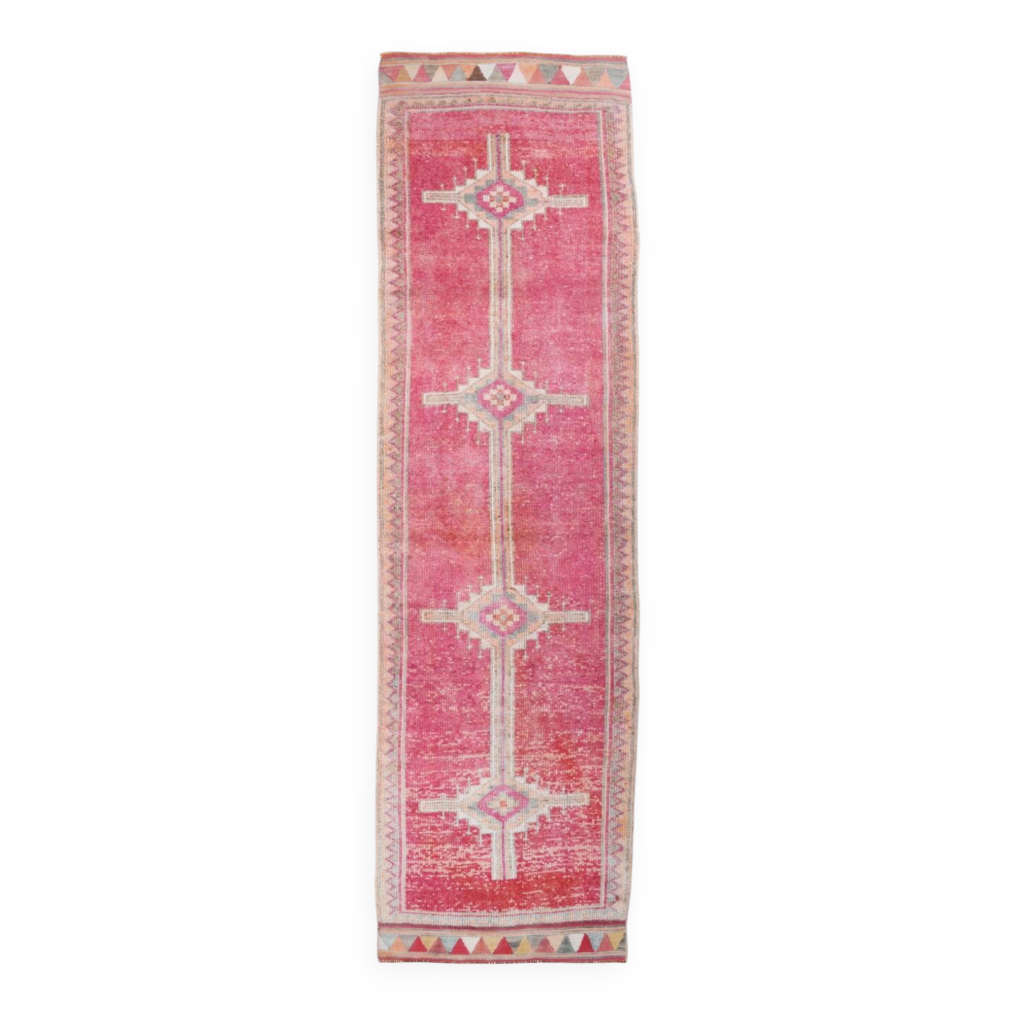 Super Soft Pink Turkish Vintage Runner Rug, 95x337Cm