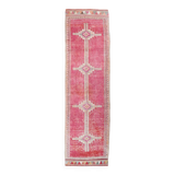 Super Soft Pink Turkish Vintage Runner Rug, 95x337Cm