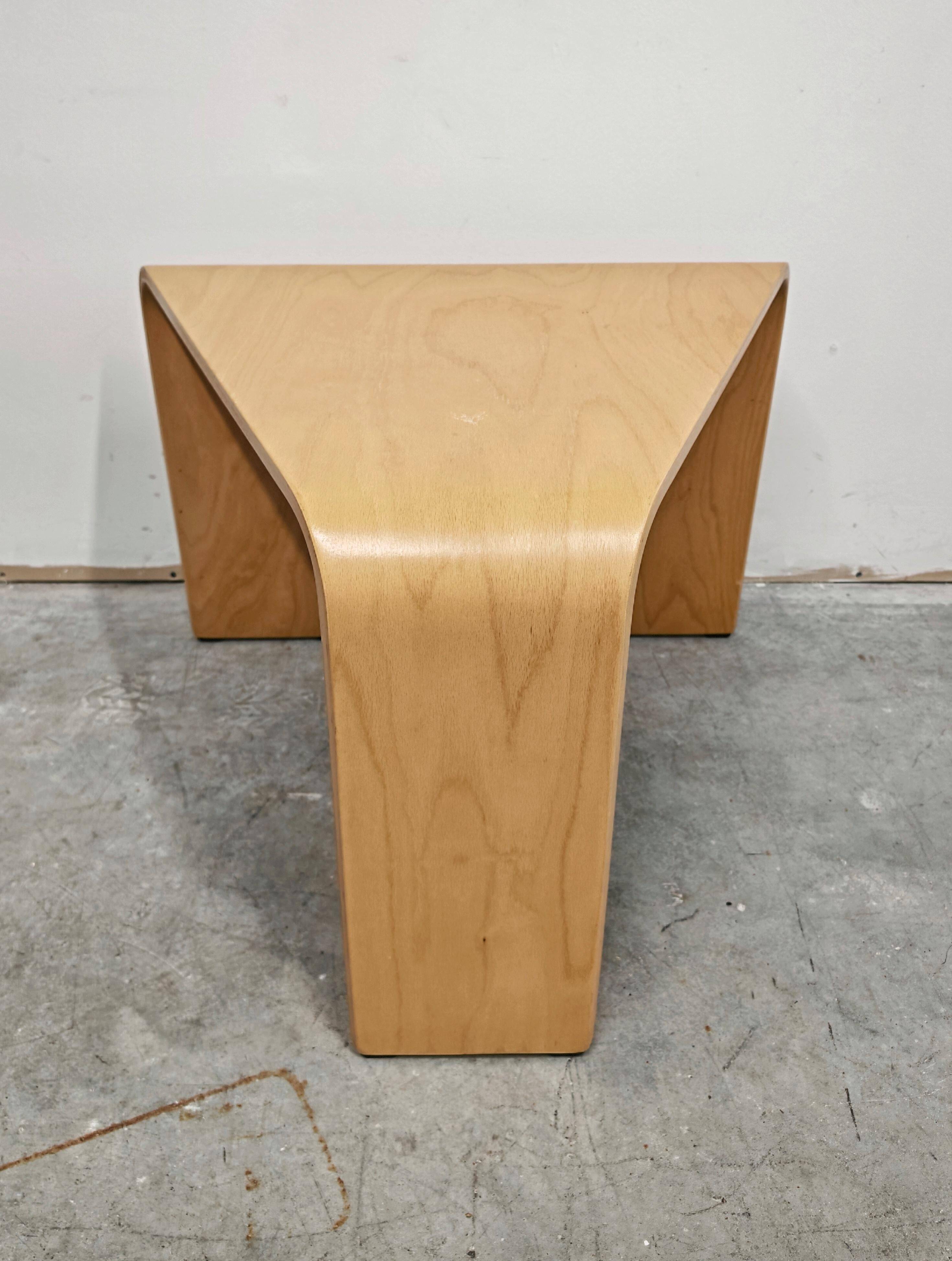 Postmodern side table made of beech plywood by Ekornes Stressless from the 1980s.