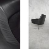 Black leather swivel armchair by Ire Möbel AB, 1960