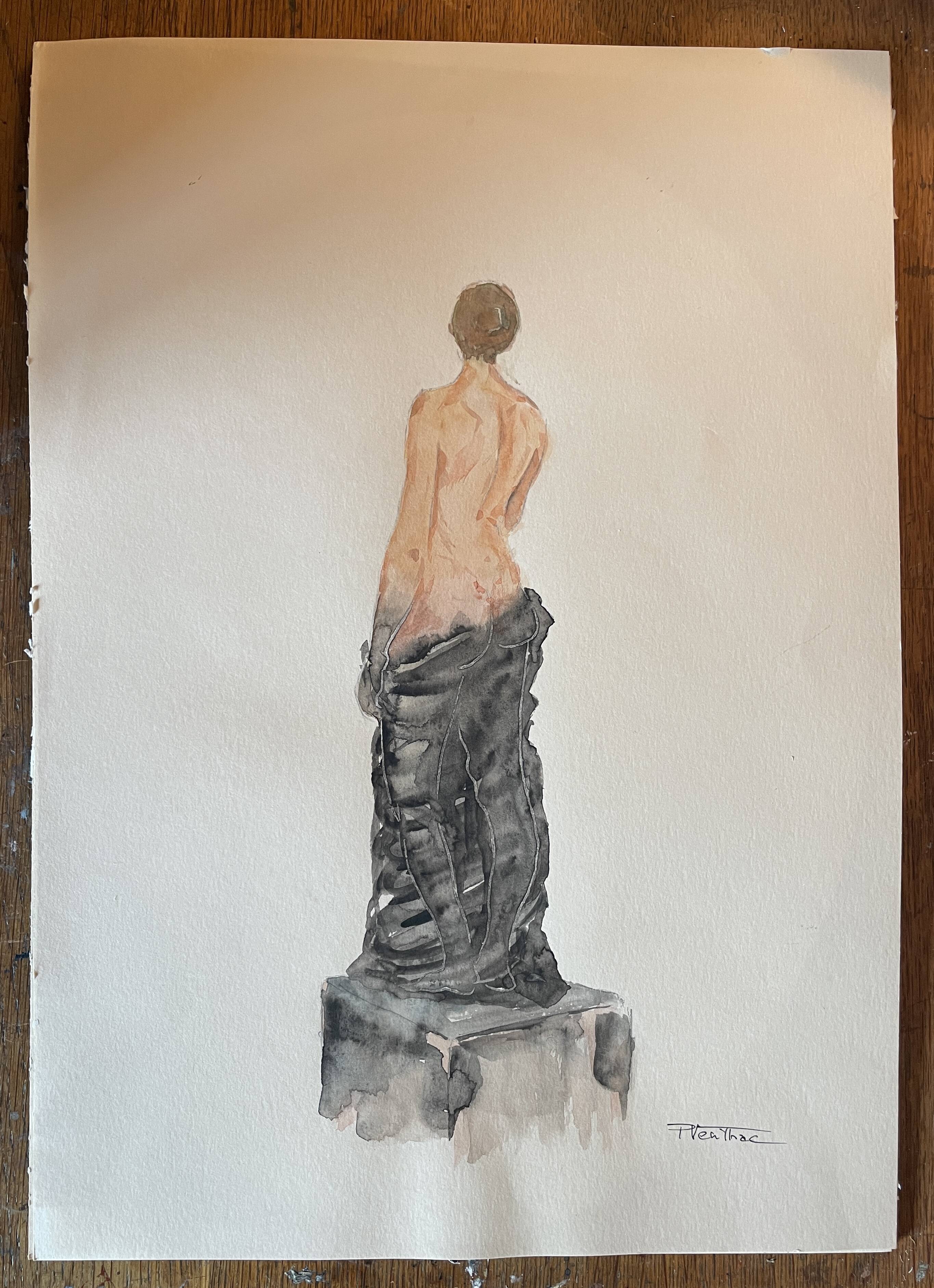 Tableau Aquarelle signé « la statue vivante »