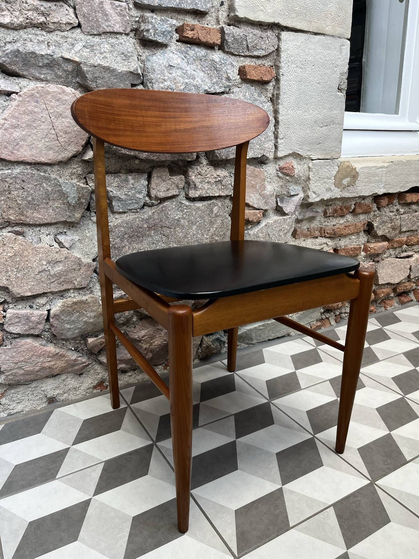 1960s Scandinavian chair in black vinyl