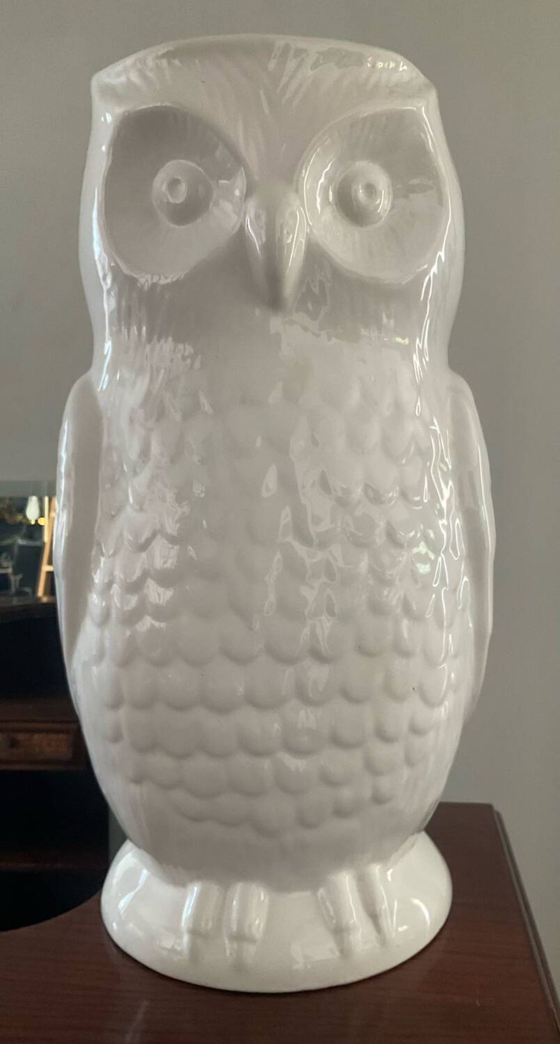 Vintage glazed ceramic owl umbrella stand