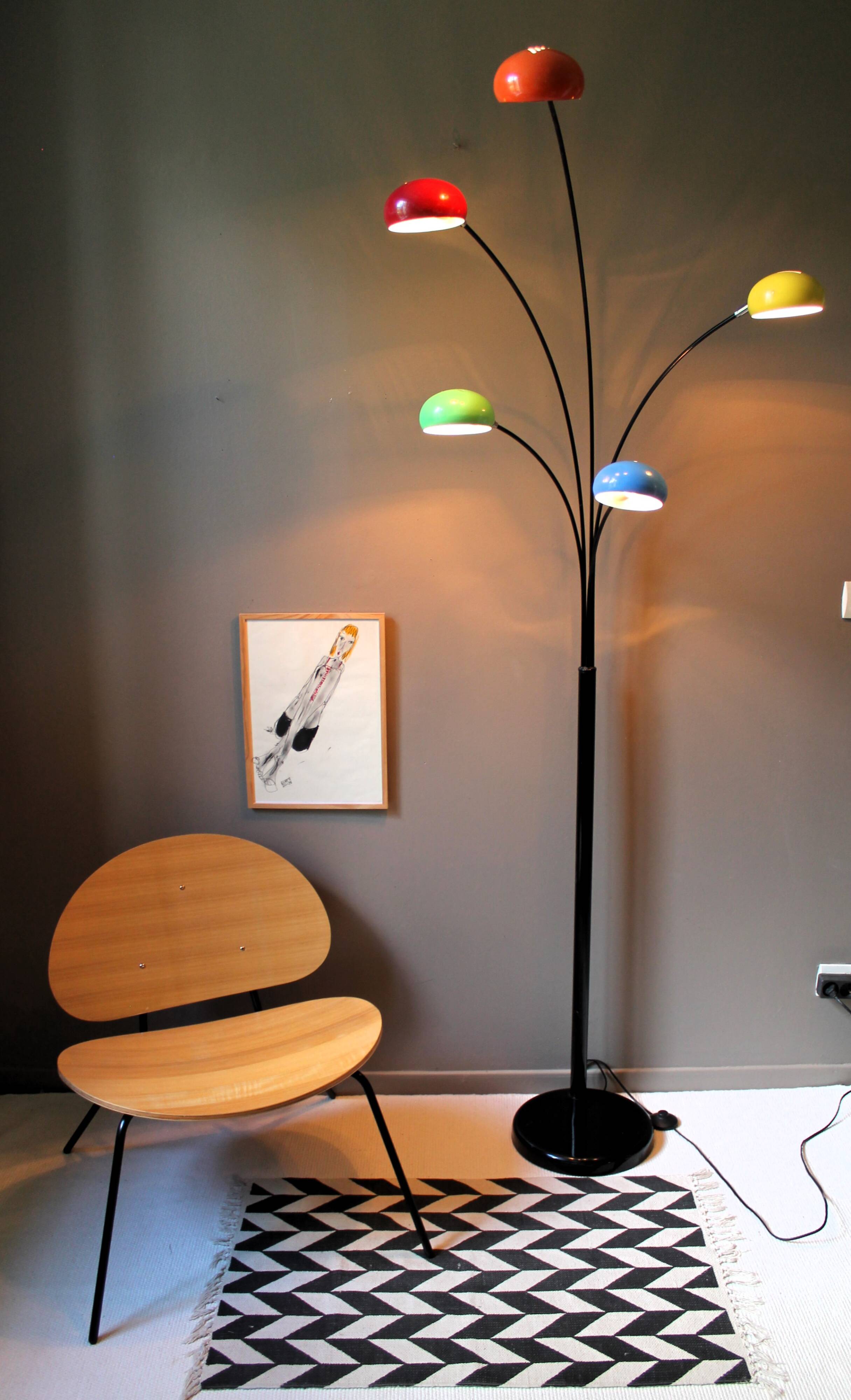 Lampadaire vintage 5 branches ‘five flower’