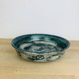 Round blue ceramic dish signed Arol Norway