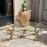 Coffee table ear of wheat in gilded metal