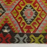 Large Green Handmade Vintage Kilim Rug, 184x309Cm