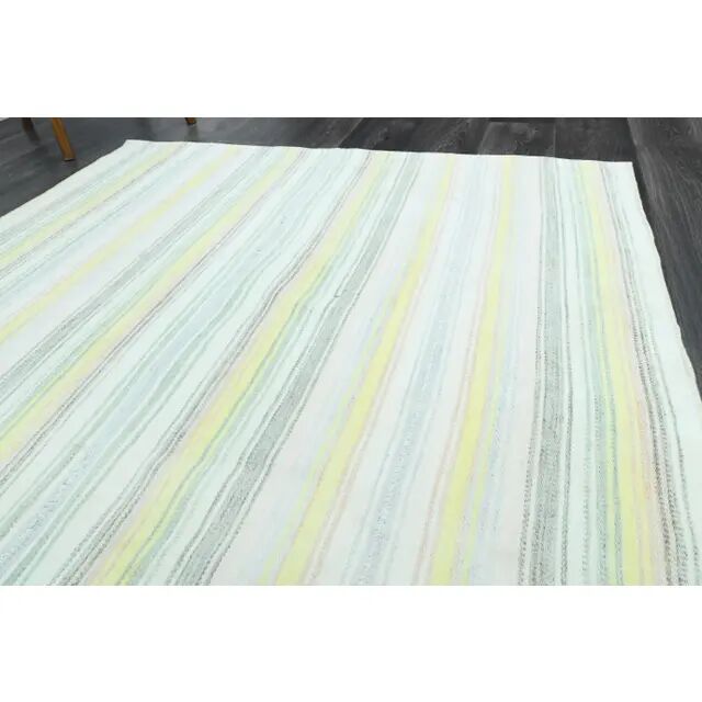 1970s Vintage Turkish Hand-Knotted Wool Cotton MultiColor Kilim Rug 147x217
