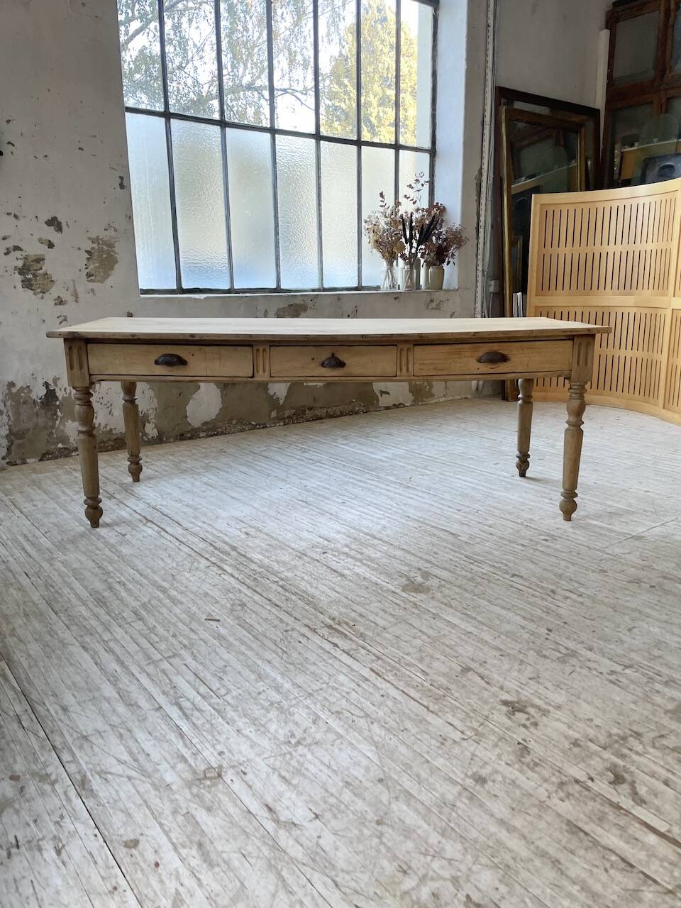 2m walnut drapery farmhouse table