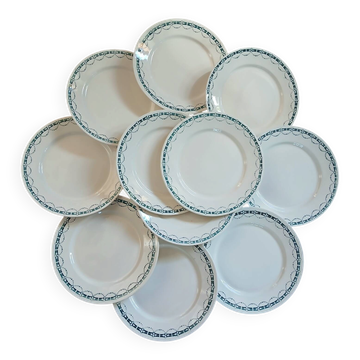 12 flat plates in ironstone from Badonviller