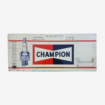 Plaque émaillée Champion, vintage, bougies champion, thermomètre et porte carte, années 20