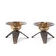 Pair of vintage candle holders, brass candle holders, candle holders, tripod legs, candelabra, floral pattern