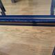 Set of 3 nesting tables by Pierre Vandel, lacquered blue metal with glass top, French 1970s Vintage.