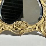 Art Deco style gilded bronze mirror with beveled glass H40cm