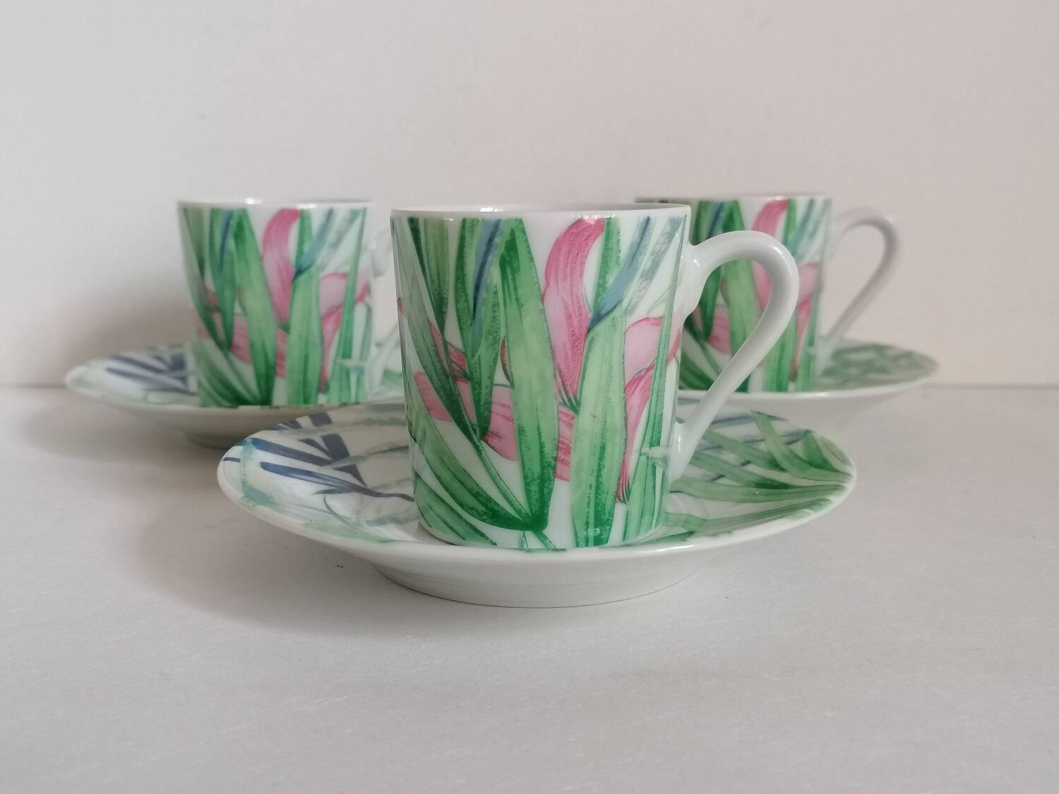 Set of 3 Limoges porcelain coffee cups Patrick Rey and Philippe Deshoulières