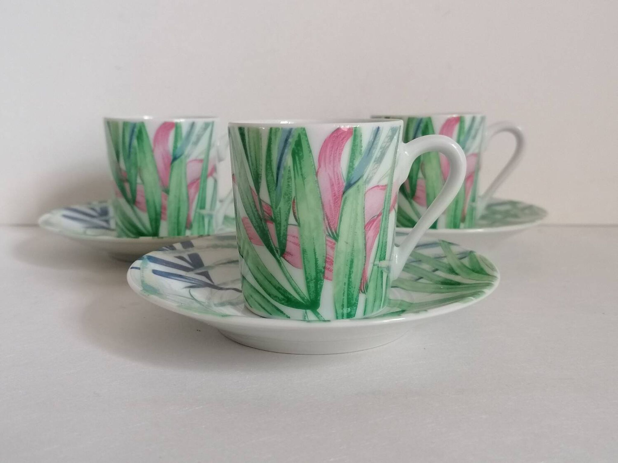 Set of 3 Limoges porcelain coffee cups Patrick Rey and Philippe Deshoulières