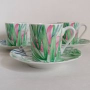 Set of 3 Limoges porcelain coffee cups Patrick Rey and Philippe Deshoulières