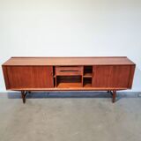 X-Large teak sideboard with tambour doors, Omer lefevre 1960s Belgium