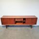 Extra-large teak buffet with tambour doors, Omer Lefevre, 1960s, Belgium