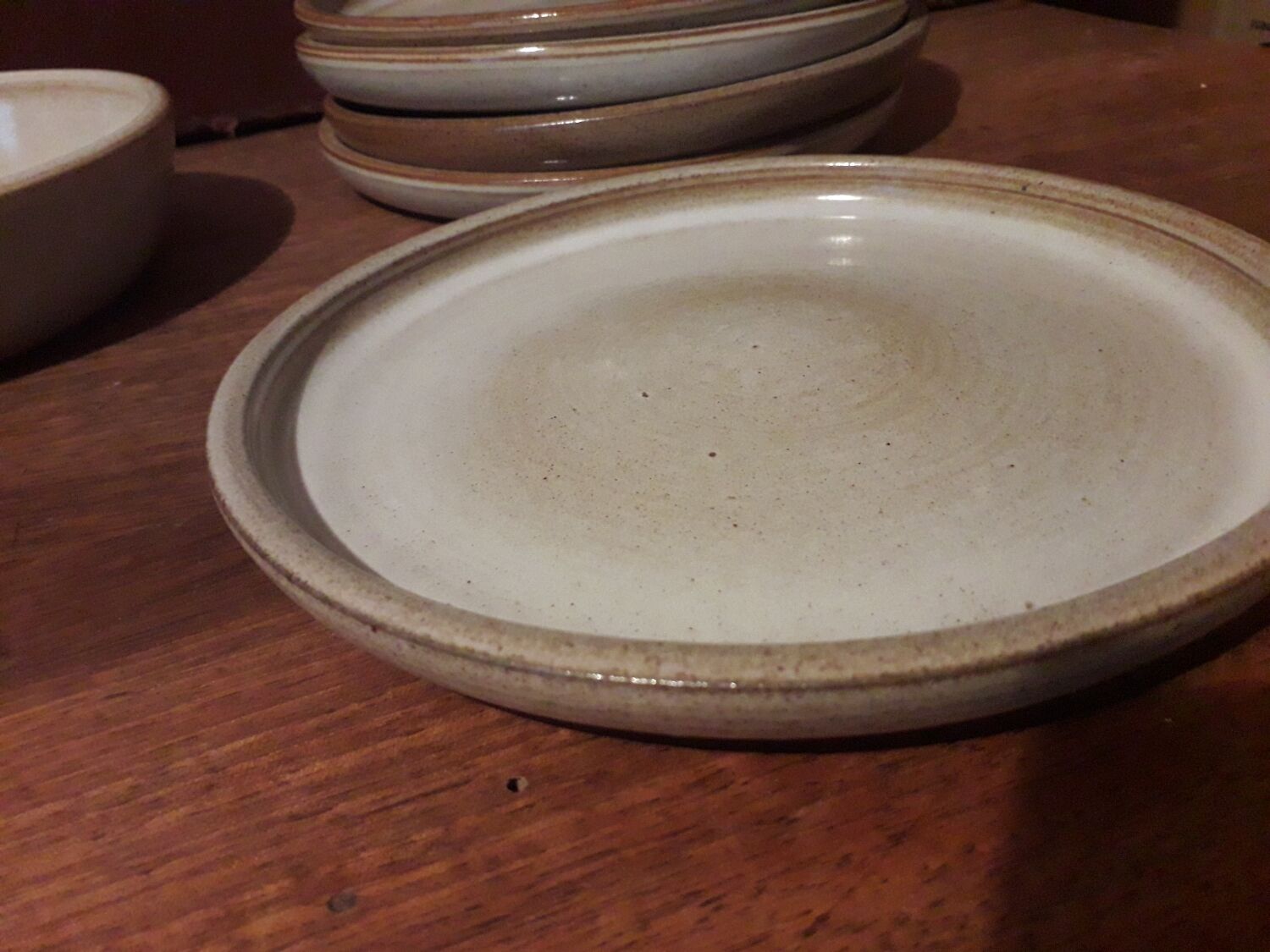 Beige vintage stoneware plates