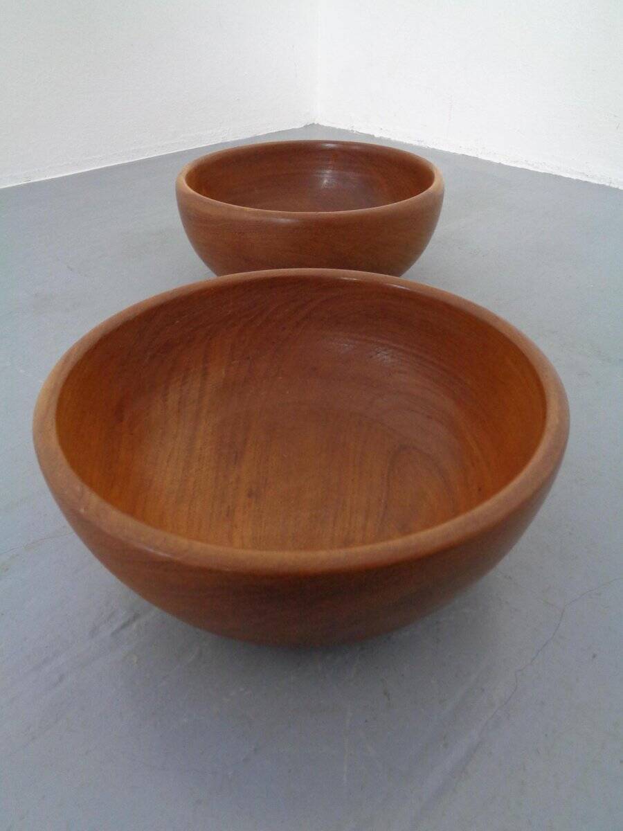 Mid-Century Danish Solid Teak Bowls, 1960s, Set of 2