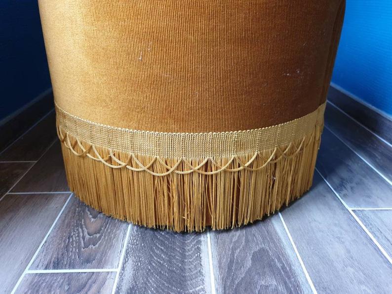 Old golden camel velvet pouf art deco style