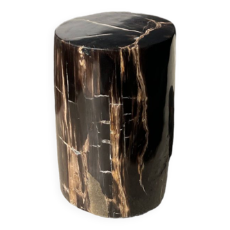 Small side table in black petrified wood with light streaks H: 27.5cm D: 18.5cm