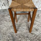 Antique Carved Wood Stool + Vintage Straw Seat #E099