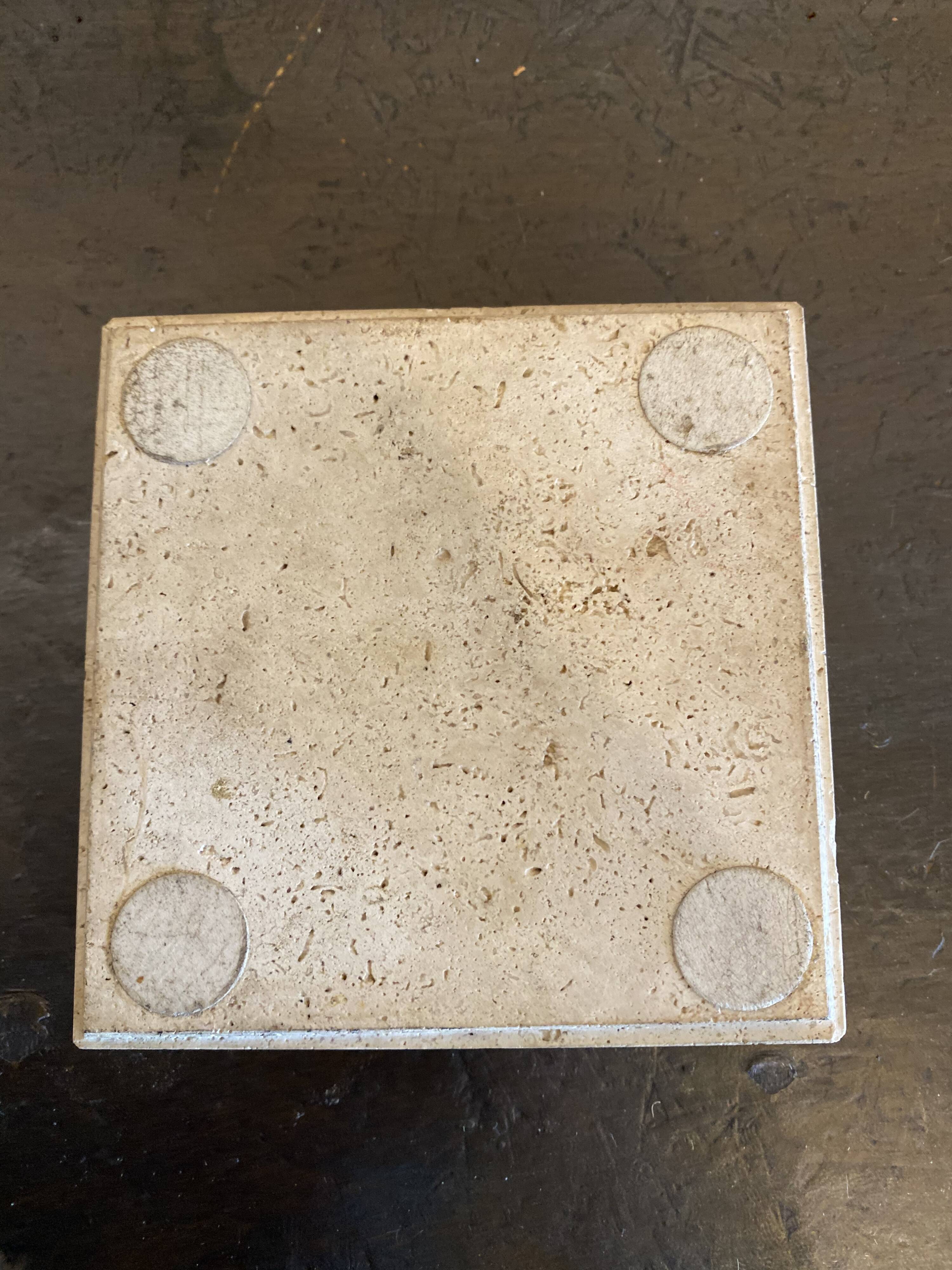 Cerrie Nestore travertine ashtray and table lighter set