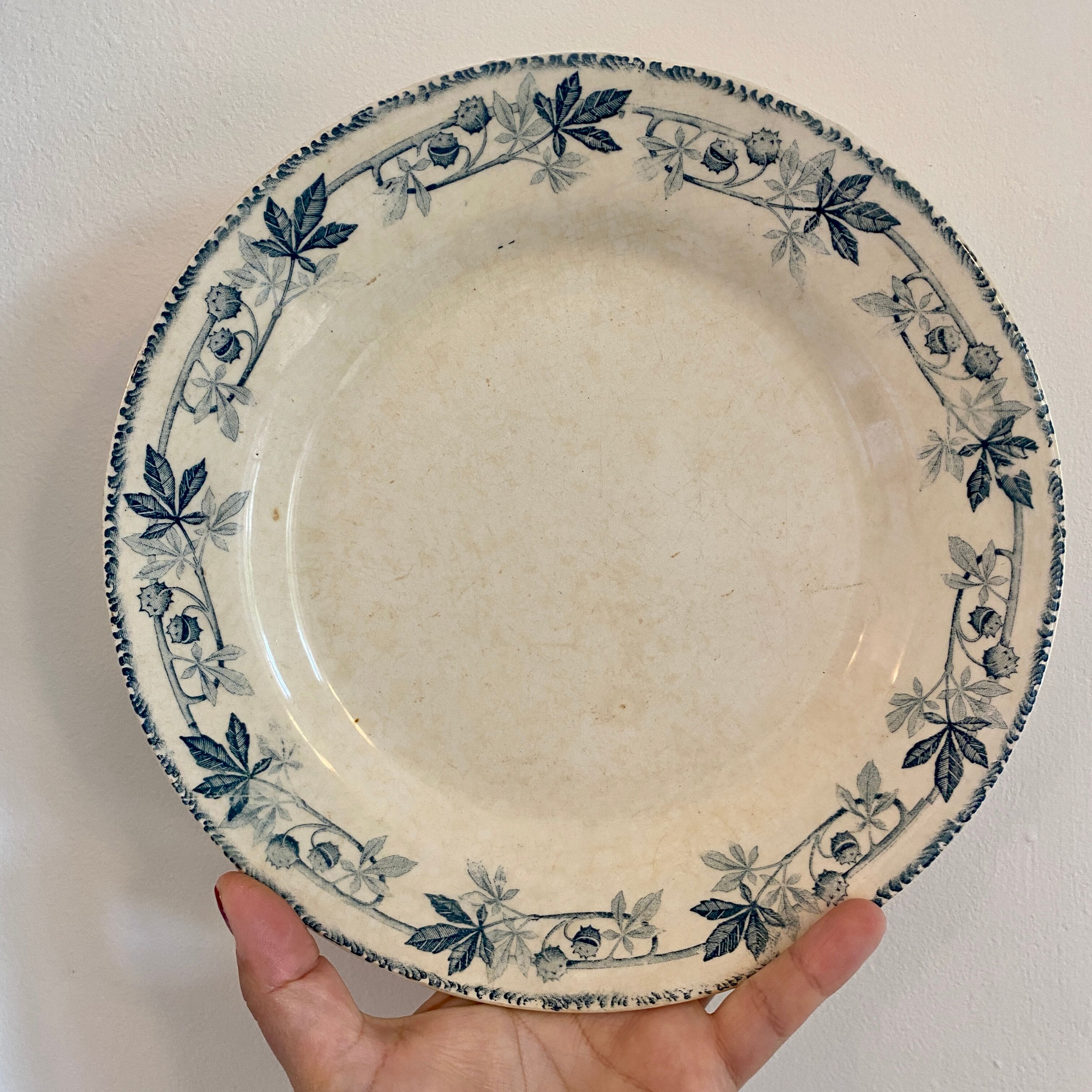 Set of 6 mismatched old iron earth flat plates