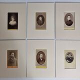 Set of 6 old photographs, oval and rectangular studio portraits from the 19th century