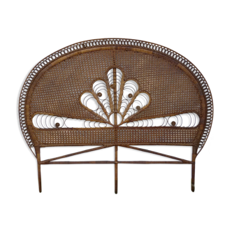 Tête de lit tréssée et cannée en osier et rotin peacock